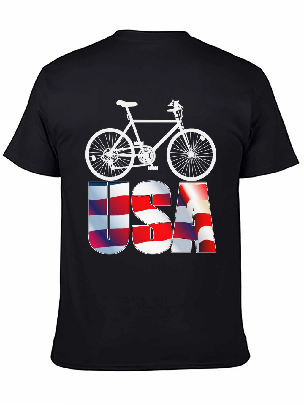 USA Flag Bicycle Graphic Tee - Patriotic Mens T-Shirt