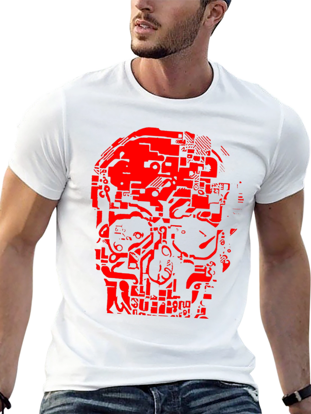 Tech Skull Graphic T-Shirt - Black