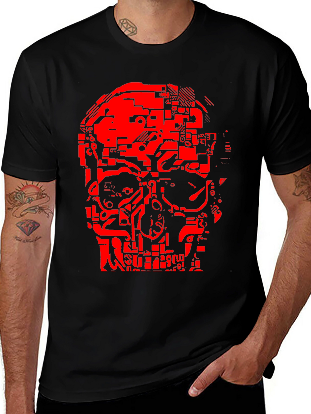 Tech Skull Graphic T-Shirt - Black
