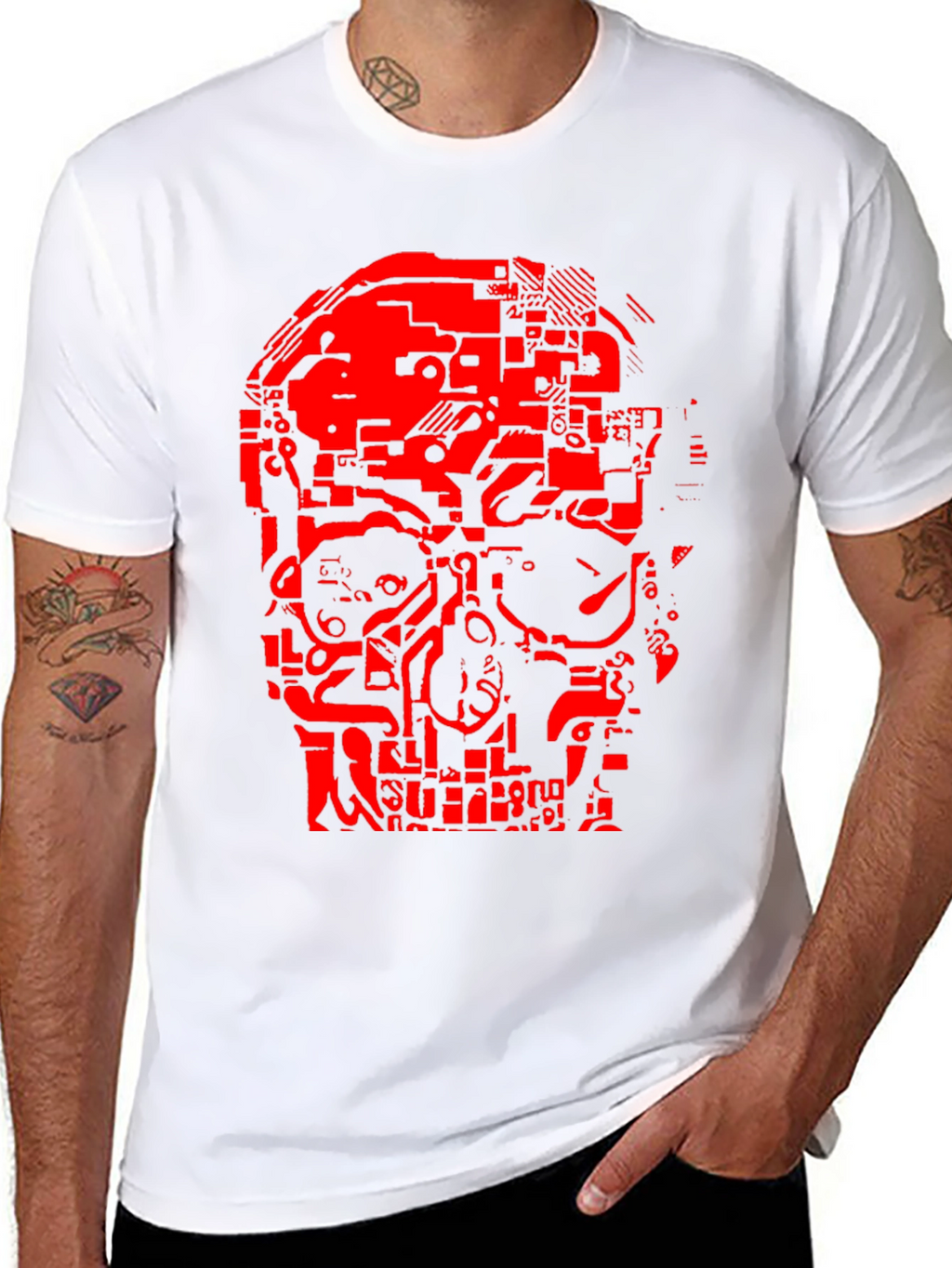Tech Skull Graphic T-Shirt - Black