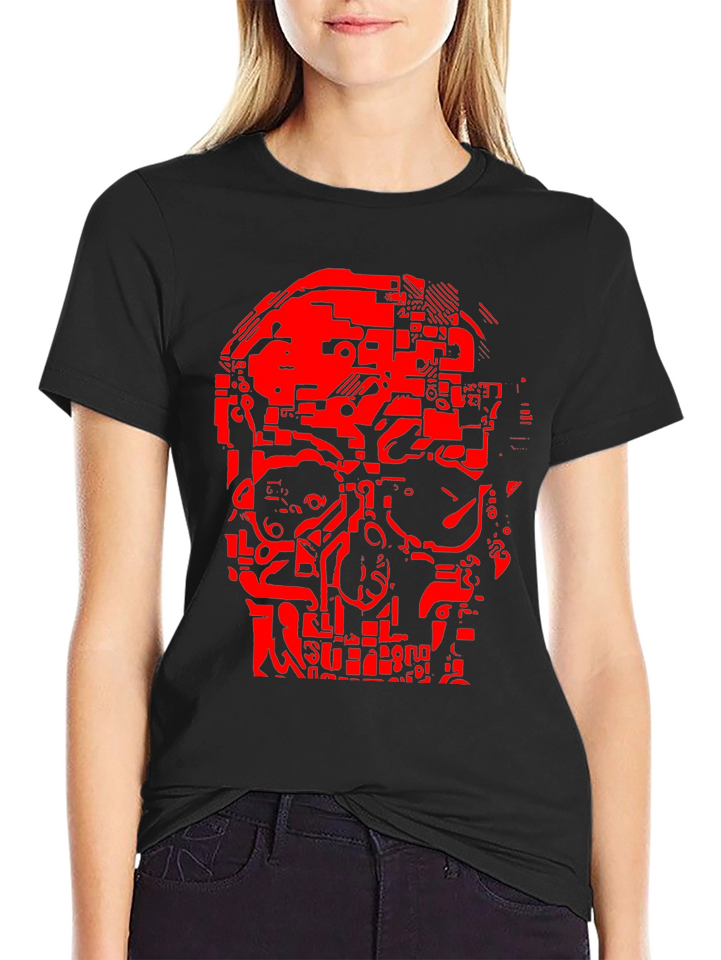 Tech Skull Graphic T-Shirt - Black