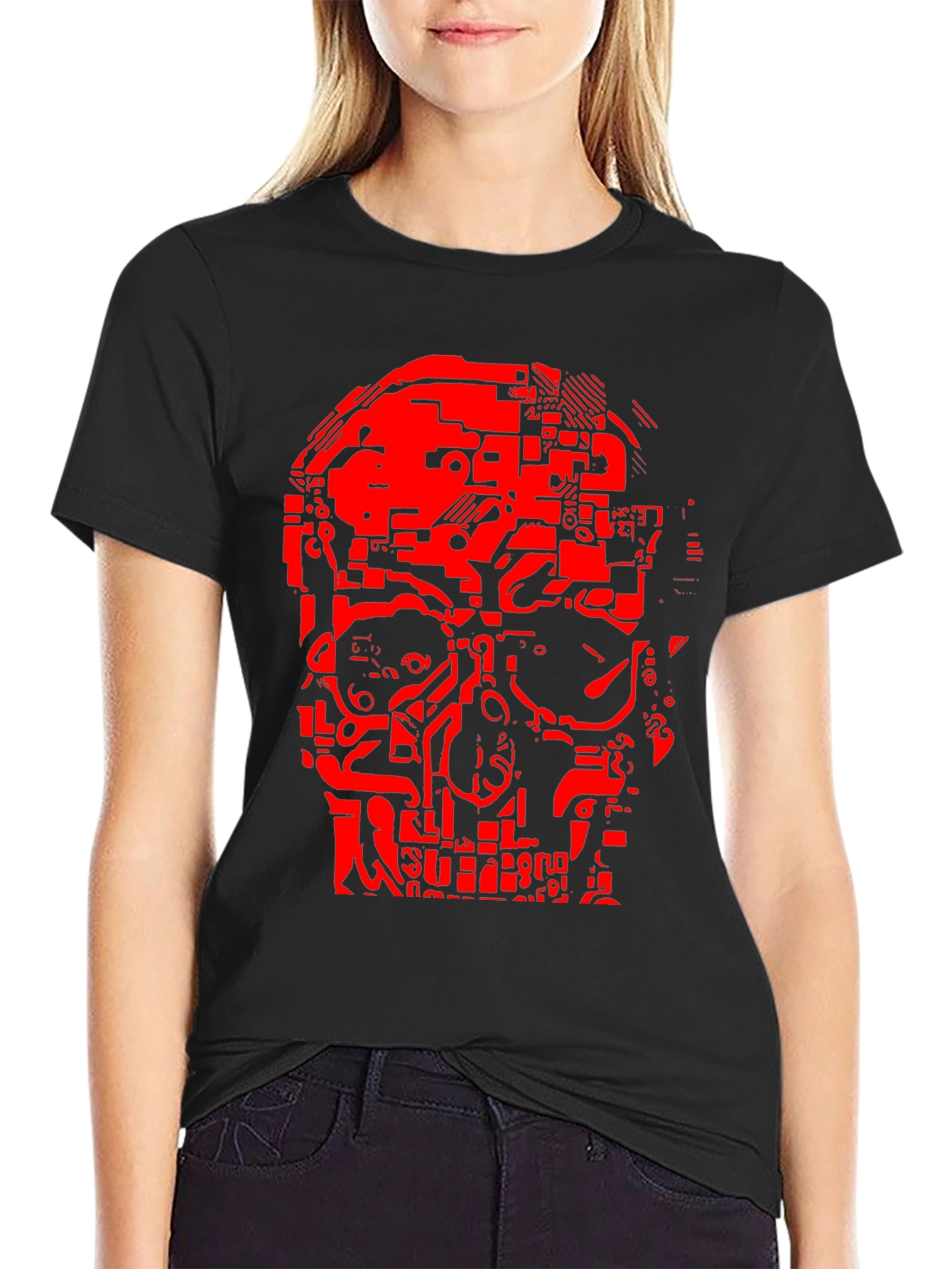 Tech Skull Graphic T-Shirt - Black