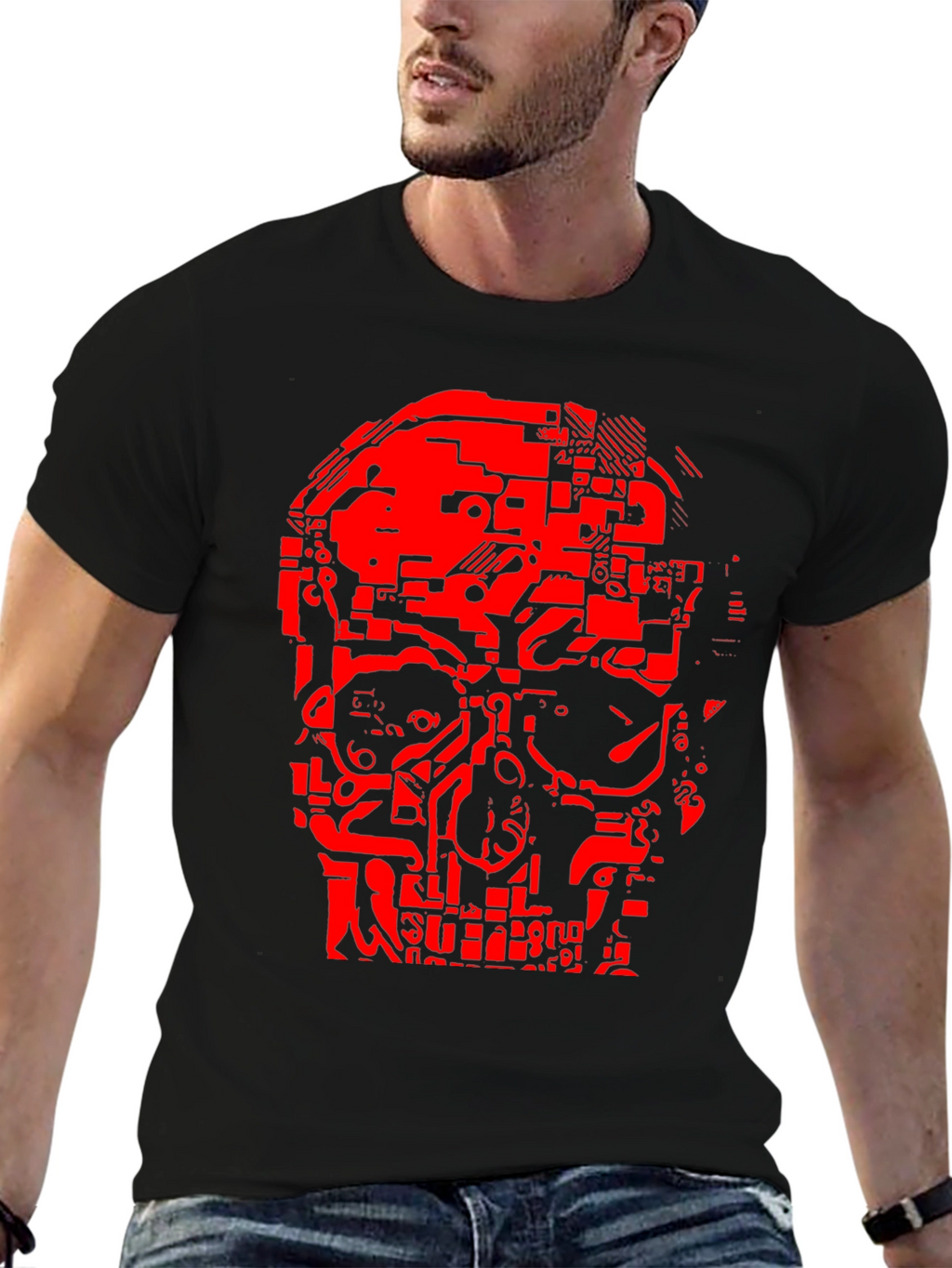 Tech Skull Graphic T-Shirt - Black
