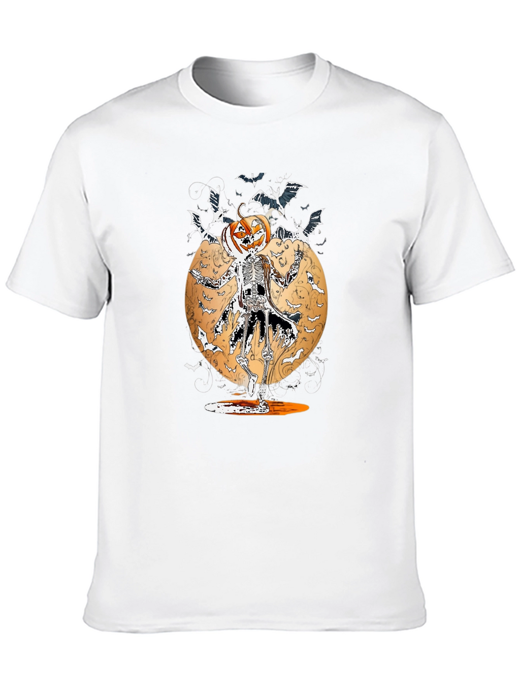 Halloween Pumpkin Skeleton Bats T-Shirt