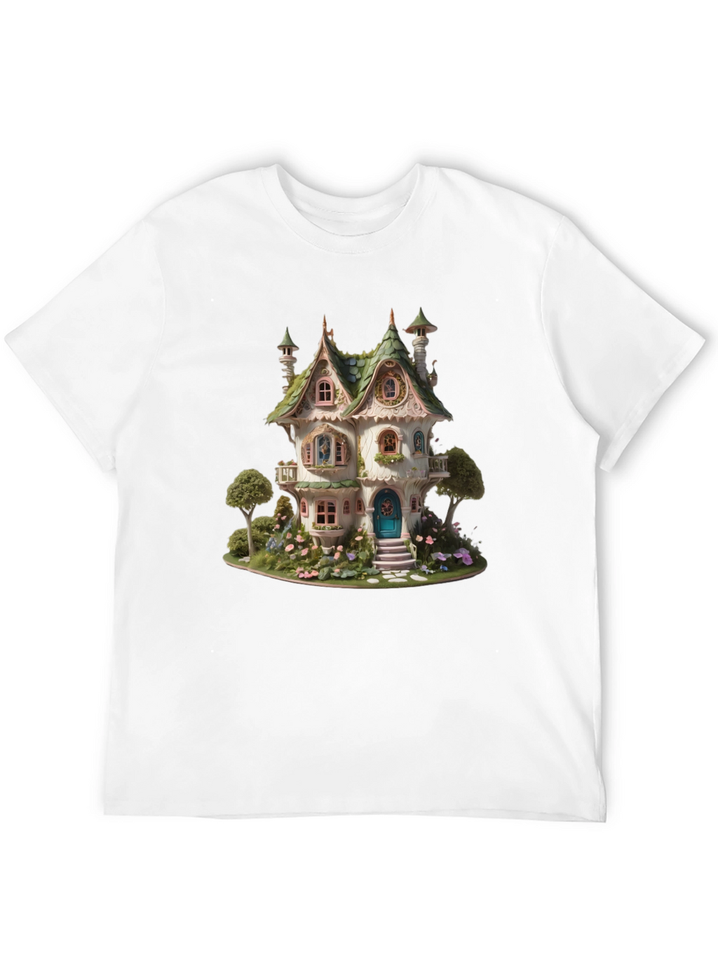 Whimsical Fairy House Graphic T-Shirt - Unique Fantasy Design