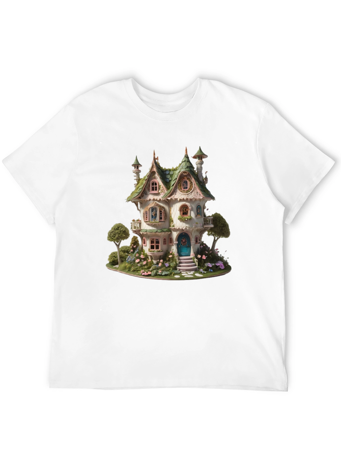 Whimsical Fairy House Graphic T-Shirt - Unique Fantasy Design