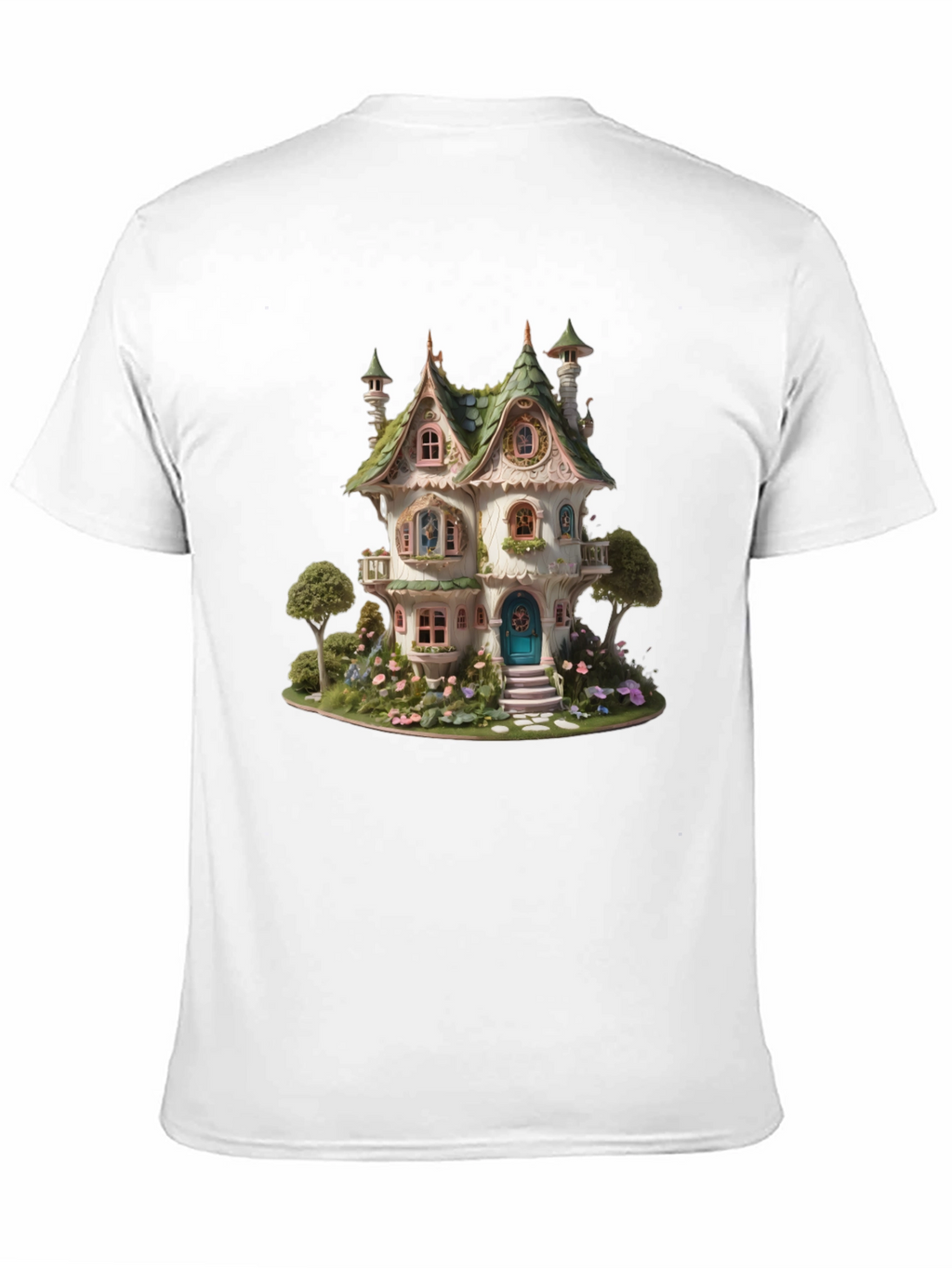 Whimsical Fairy House Graphic T-Shirt - Unique Fantasy Design