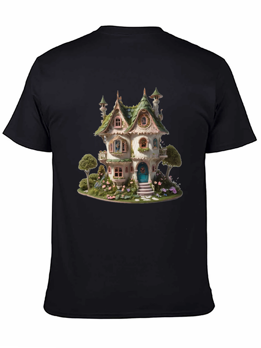 Whimsical Fairy House Graphic T-Shirt - Unique Fantasy Design