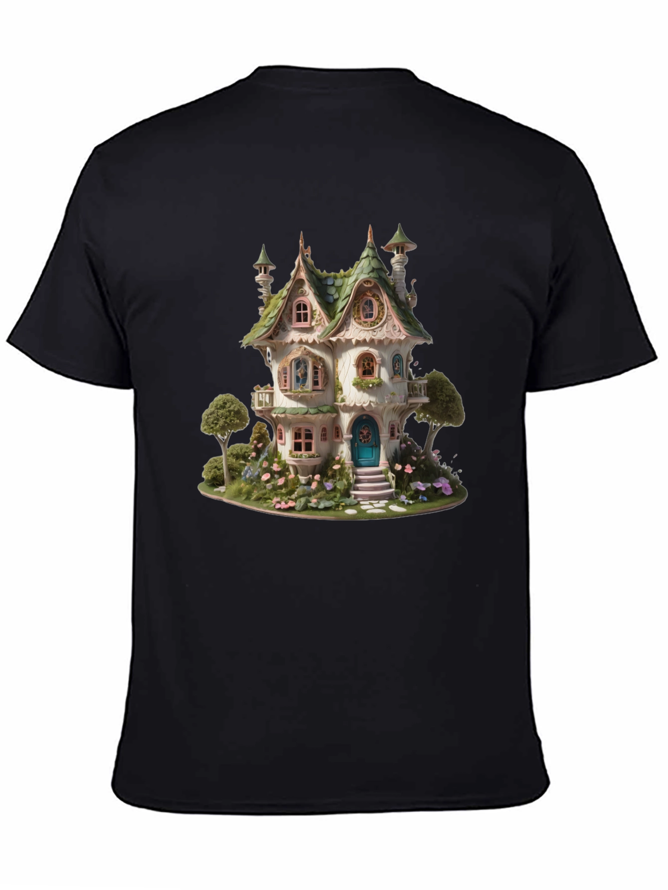 Whimsical Fairy House Graphic T-Shirt - Unique Fantasy Design