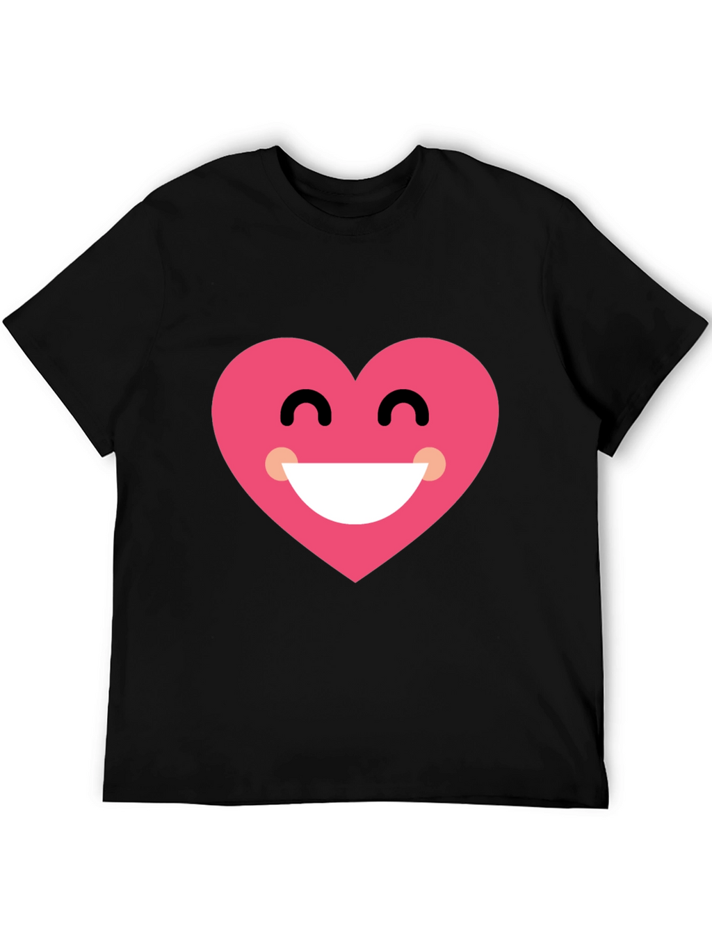 Heart Smile Black T-Shirt - Cheerful Graphic Tee