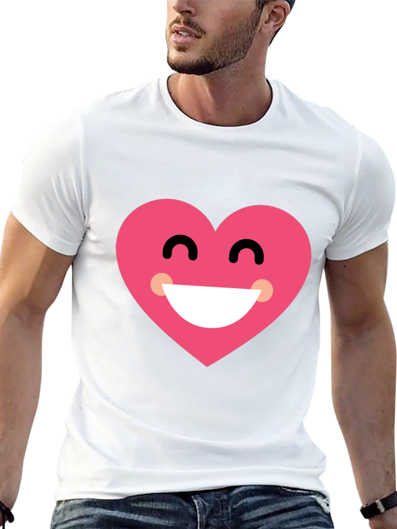 Heart Smile Black T-Shirt - Cheerful Graphic Tee