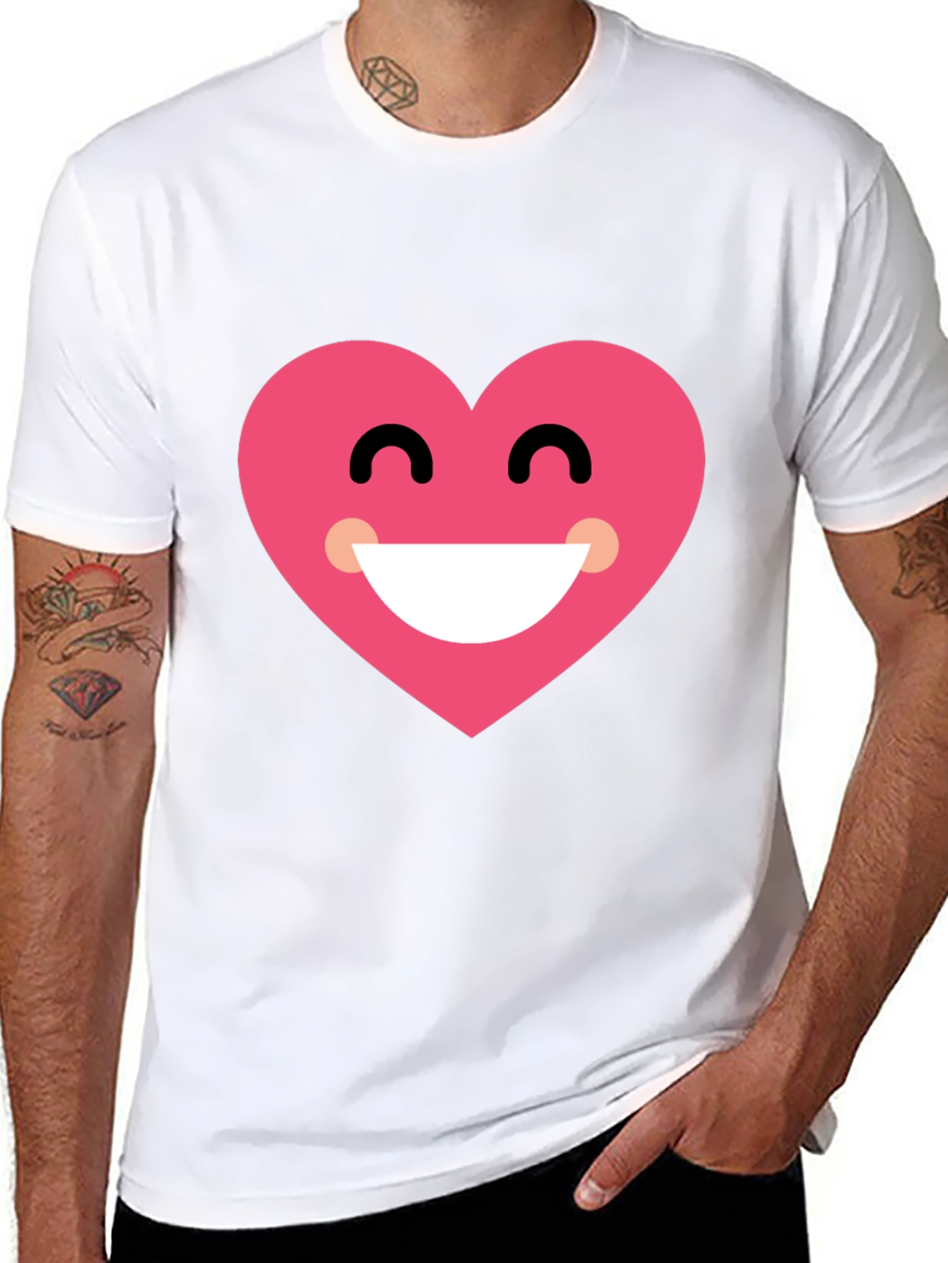 Heart Smile Black T-Shirt - Cheerful Graphic Tee