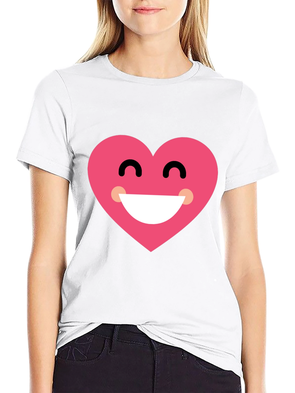 Heart Smile Black T-Shirt - Cheerful Graphic Tee