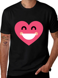 Heart Smile Black T-Shirt - Cheerful Graphic Tee