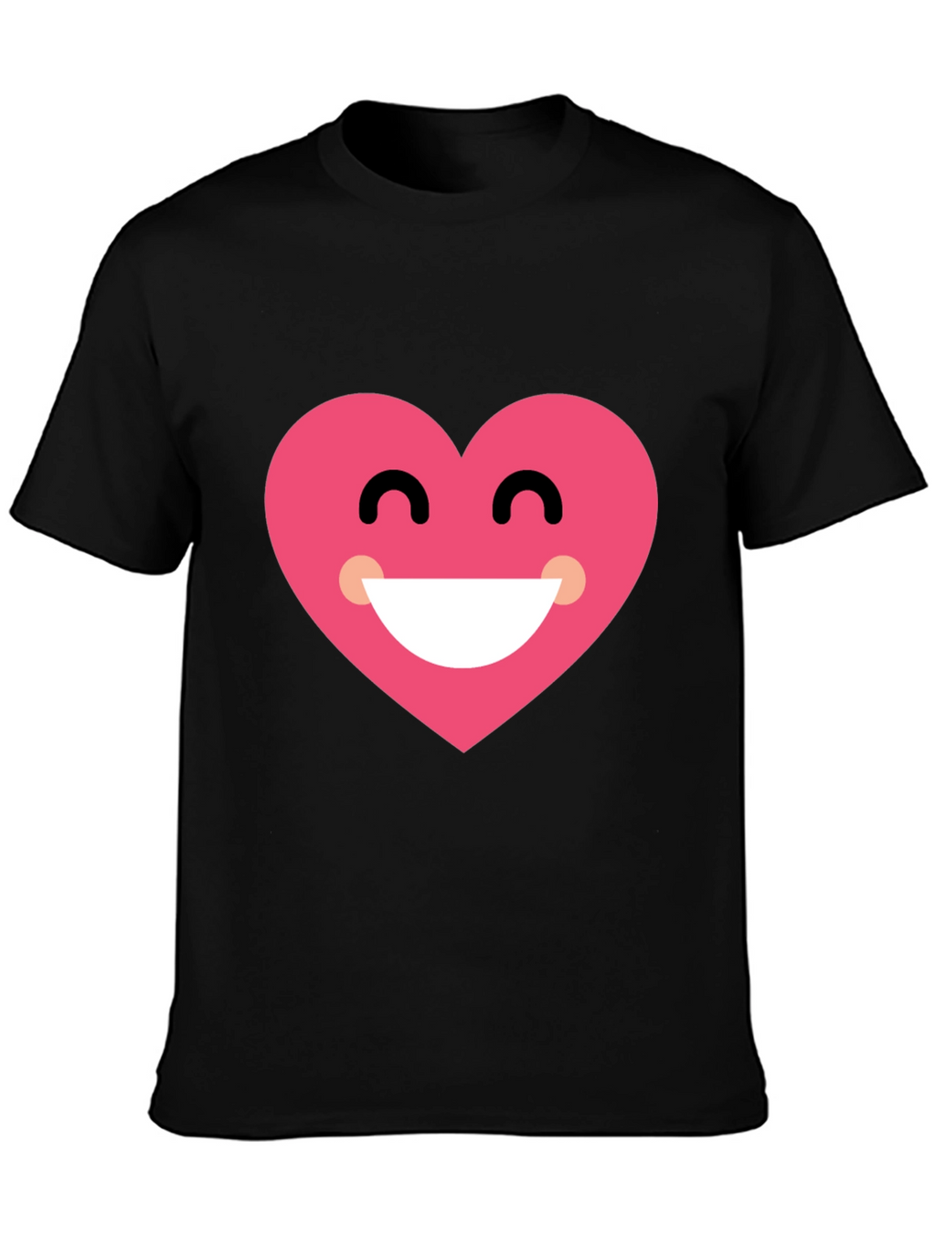 Heart Smile Black T-Shirt - Cheerful Graphic Tee