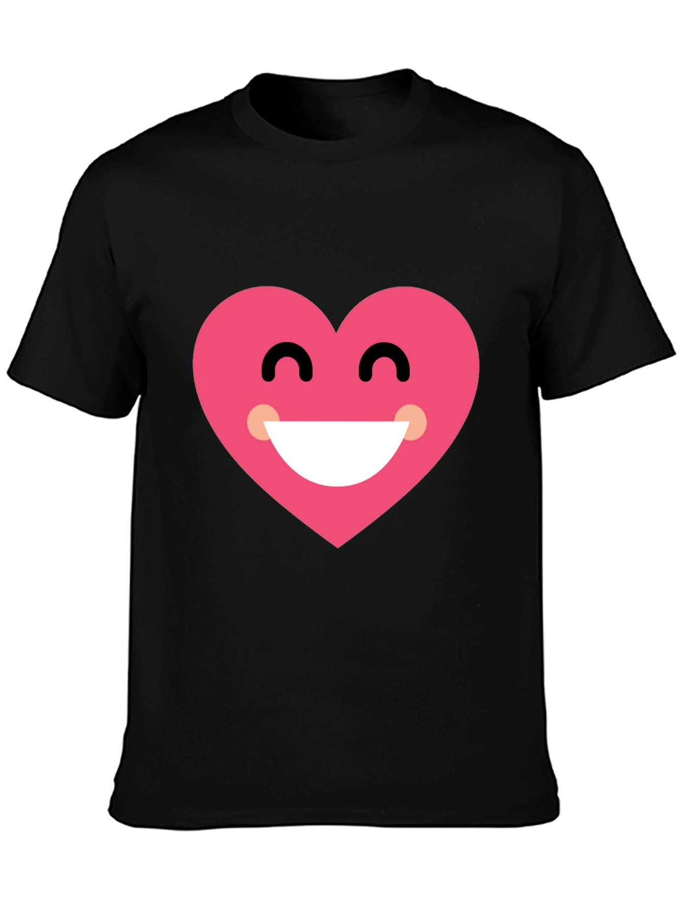 Heart Smile Black T-Shirt - Cheerful Graphic Tee