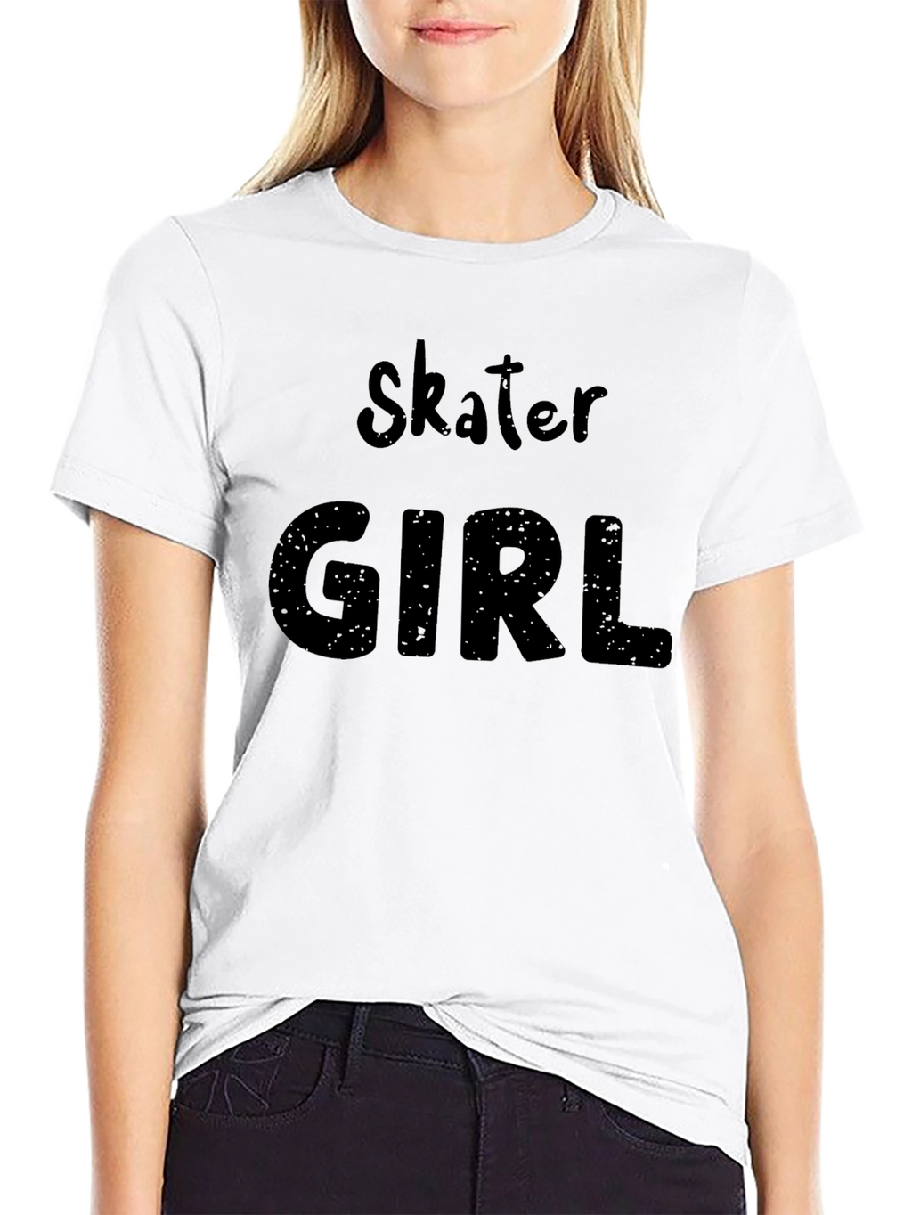 Skater Girl Graphic T-Shirt - Trendy Casual Tee
