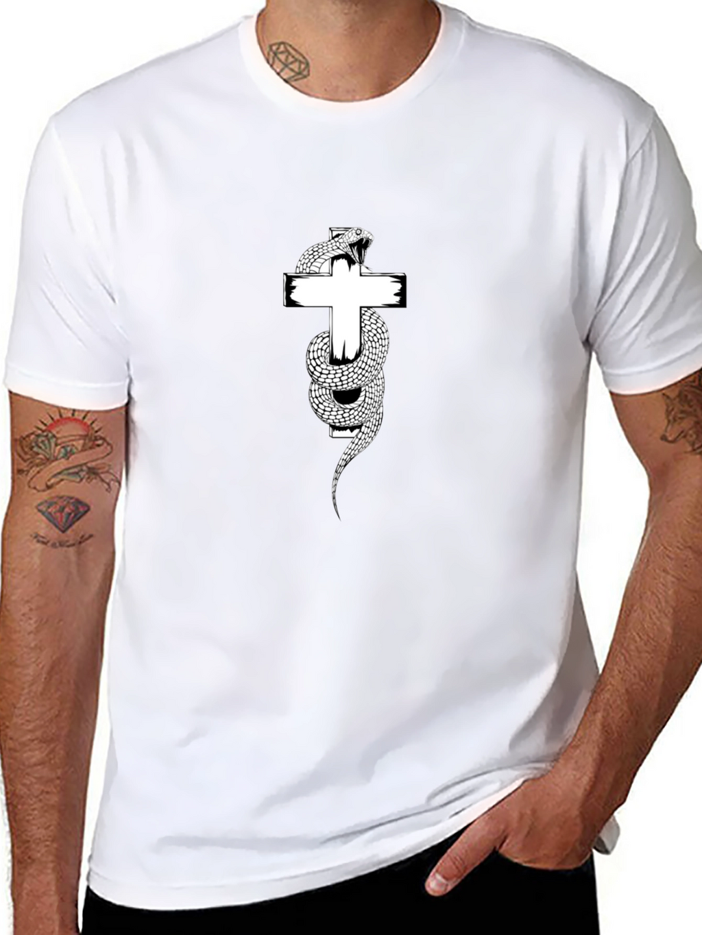 Snake & Cross Graphic Tee - Menswear