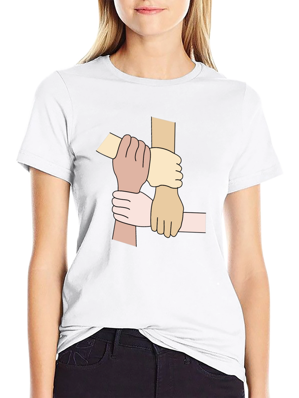 Unity Hands Graphic Tee - Black Cotton T-Shirt