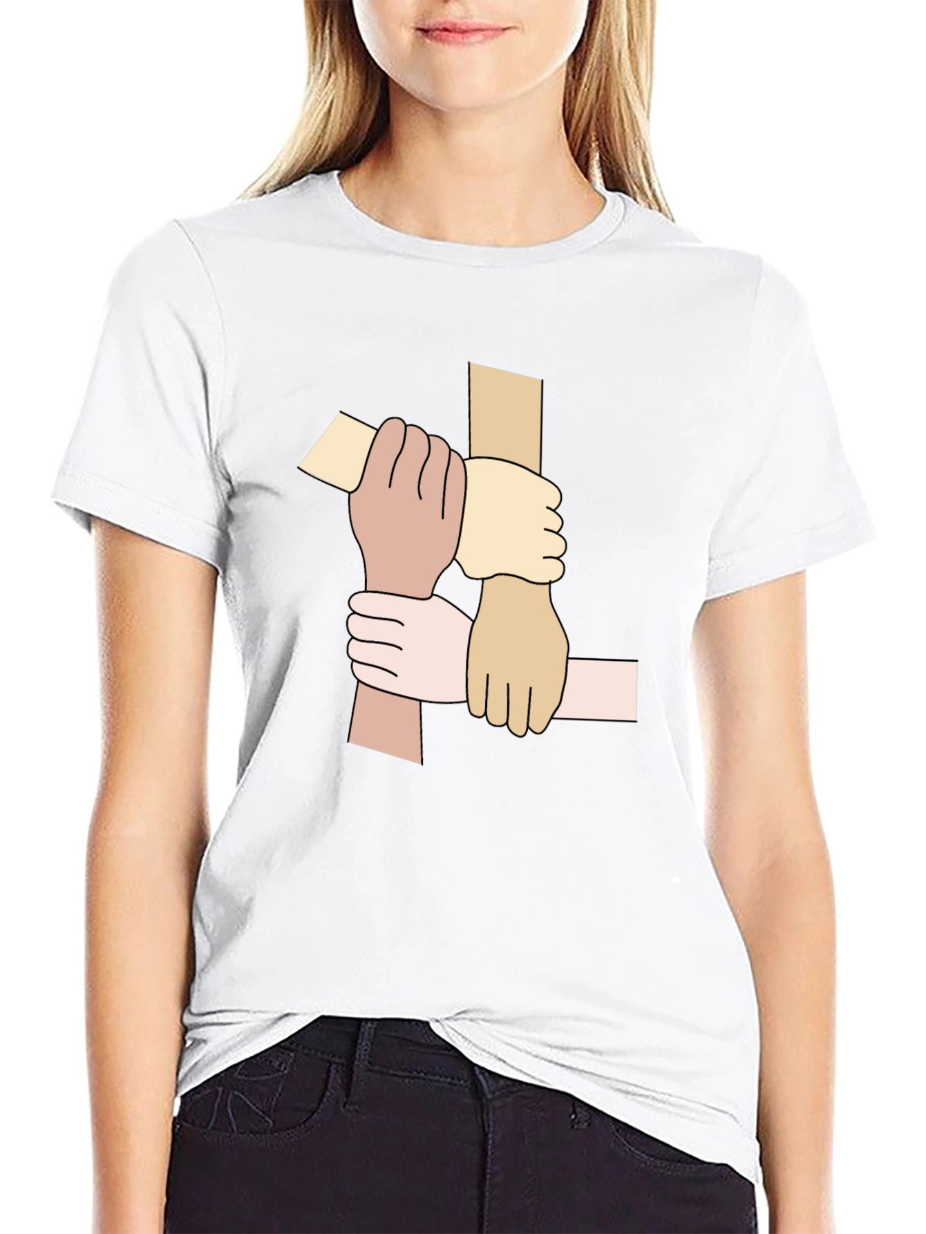 Unity Hands Graphic Tee - Black Cotton T-Shirt