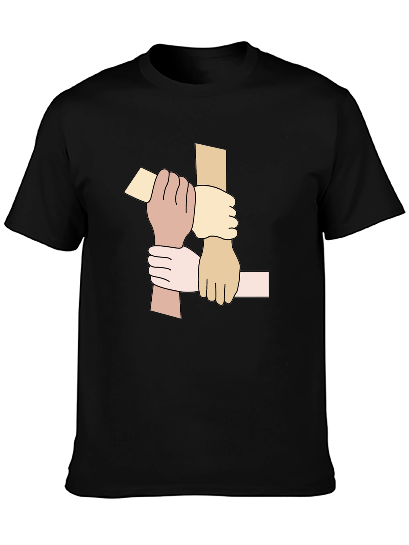 Unity Hands Graphic Tee - Black Cotton T-Shirt