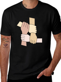 Unity Hands Graphic Tee - Black Cotton T-Shirt