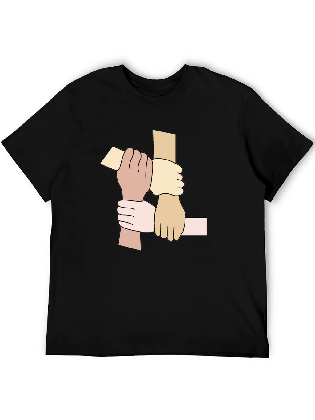 Unity Hands Graphic Tee - Black Cotton T-Shirt