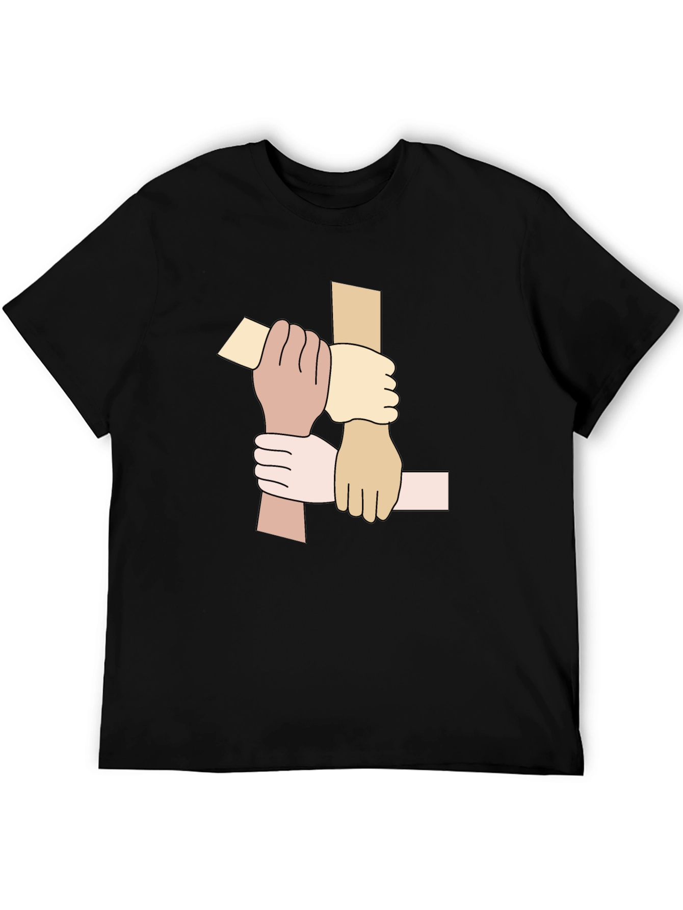 Unity Hands Graphic Tee - Black Cotton T-Shirt