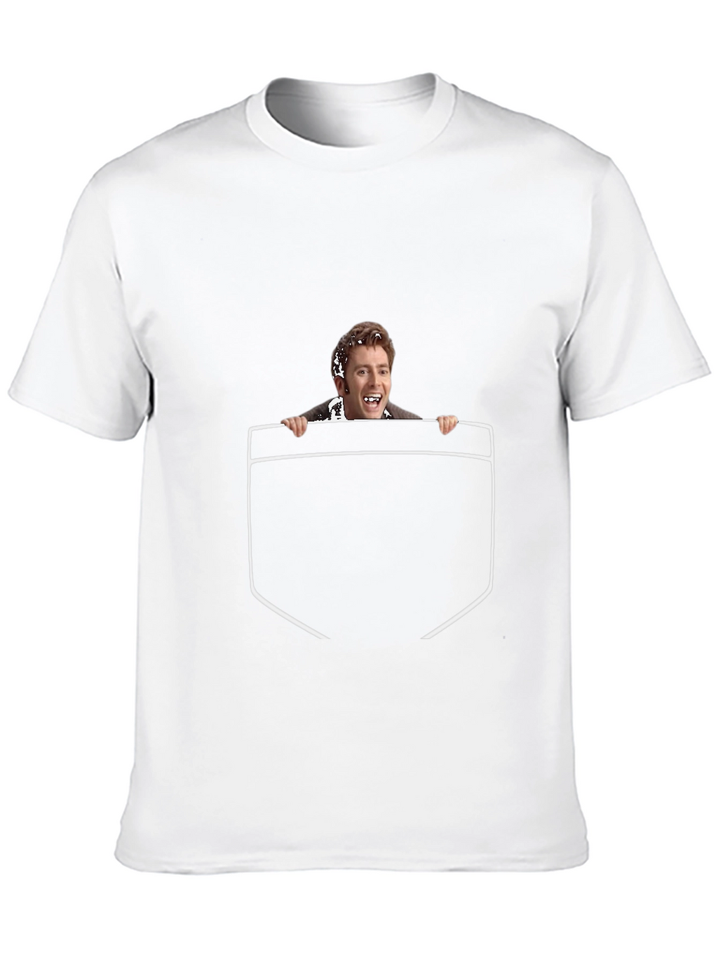 Funny Graphic Tee - Peeking Man Pocket Print