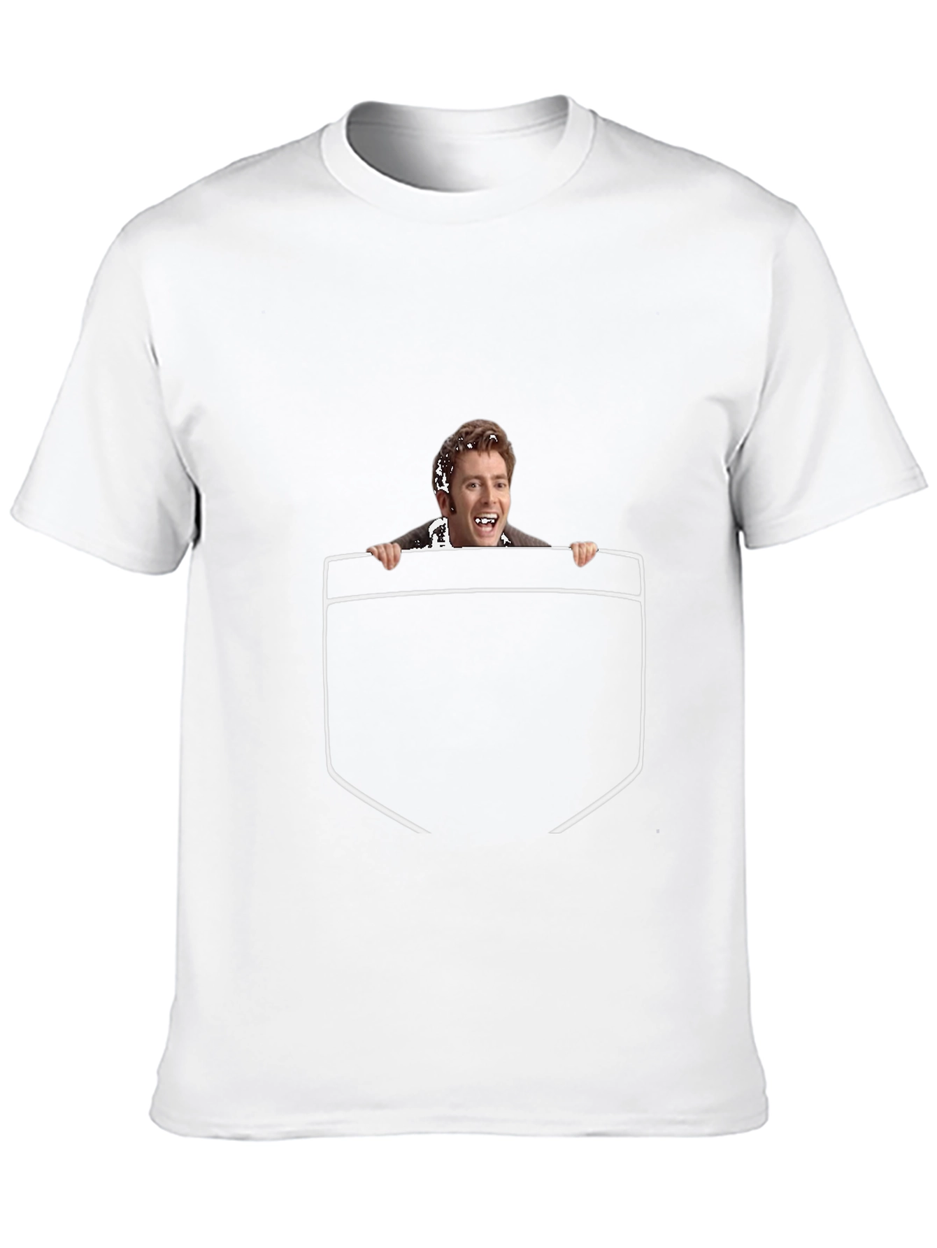 Funny Graphic Tee - Peeking Man Pocket Print