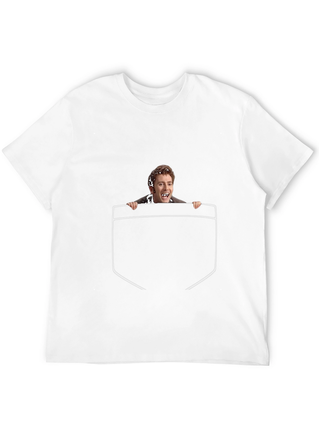 Funny Graphic Tee - Peeking Man Pocket Print
