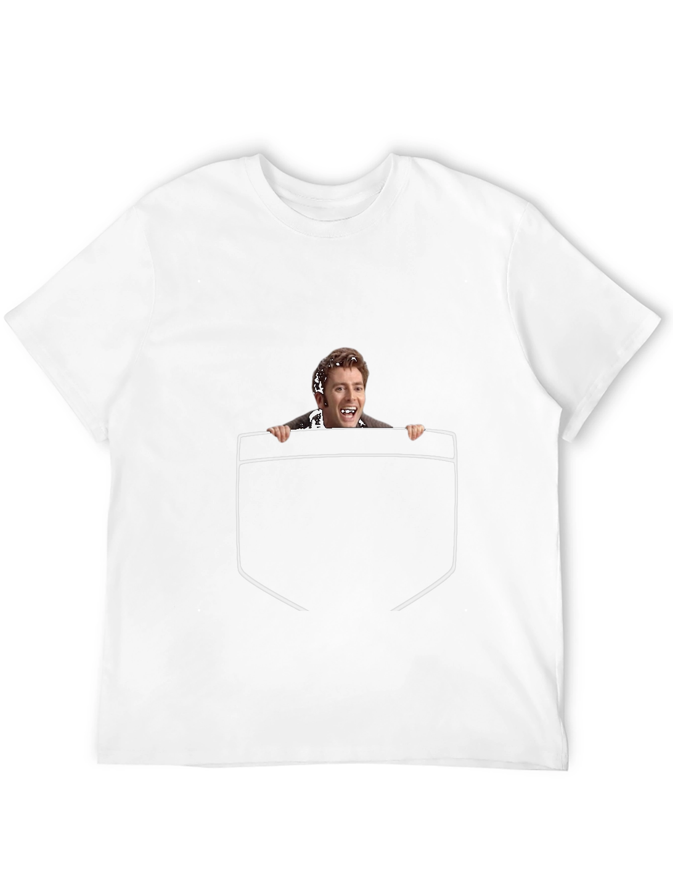Funny Graphic Tee - Peeking Man Pocket Print