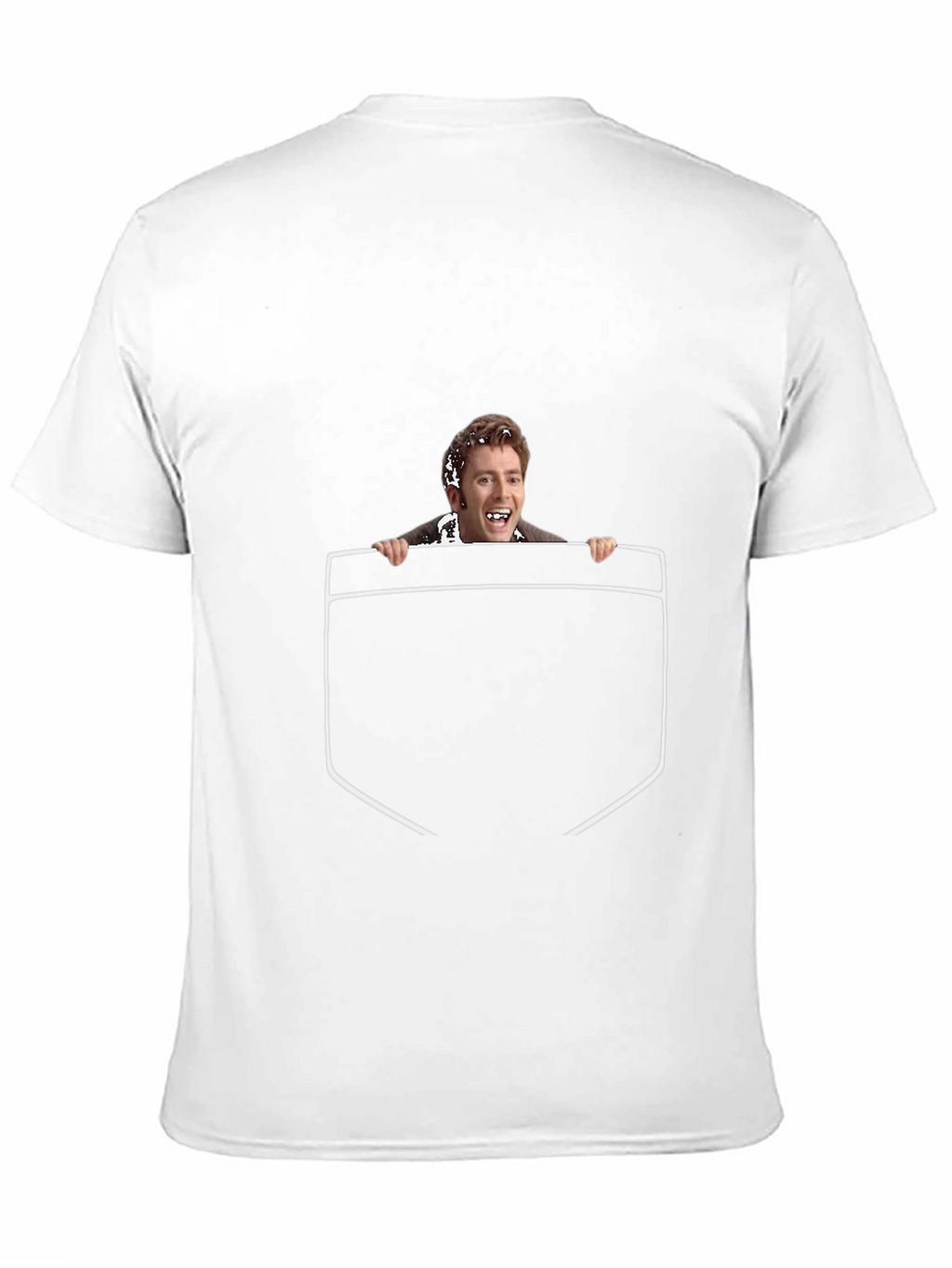Funny Graphic Tee - Peeking Man Pocket Print