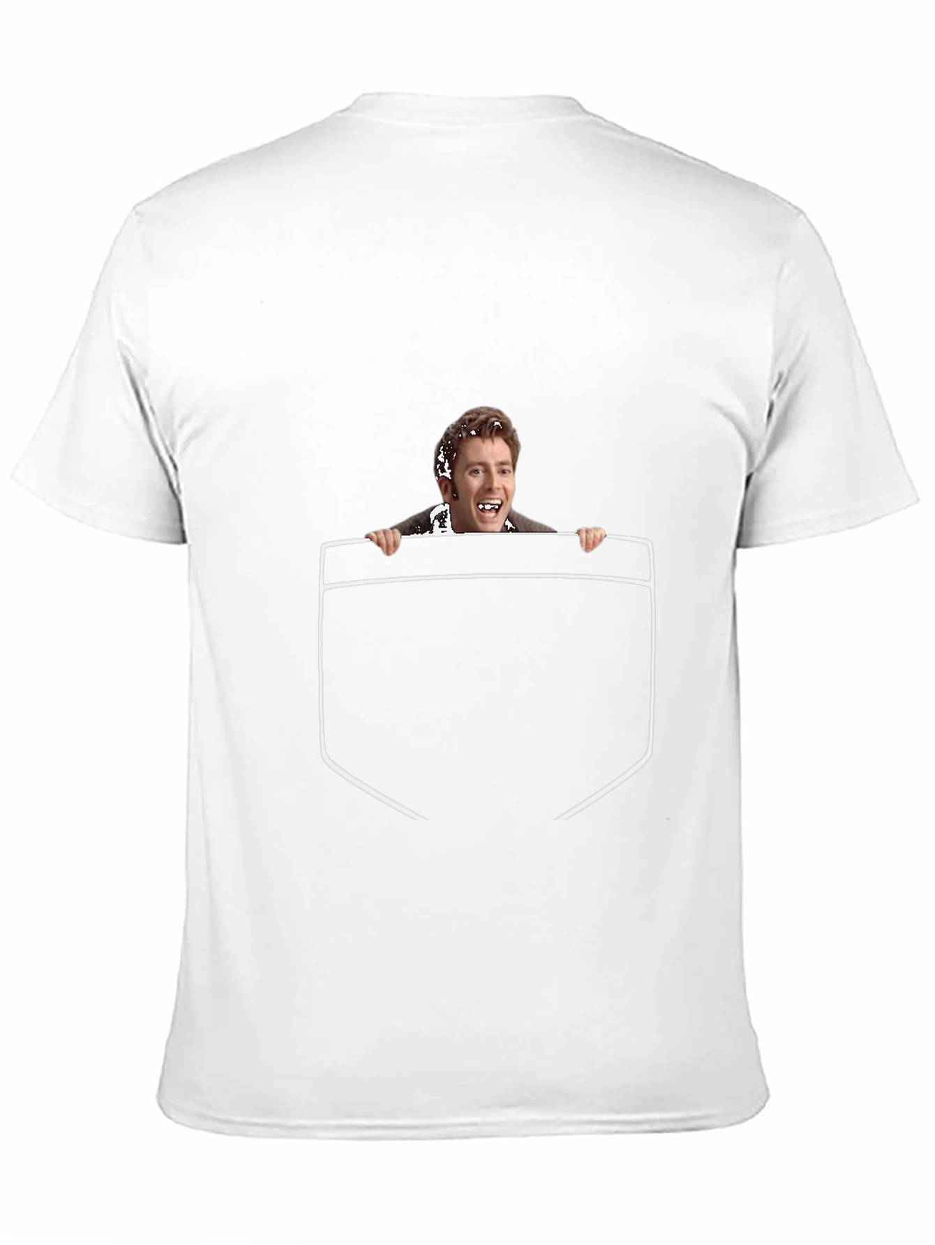 Funny Graphic Tee - Peeking Man Pocket Print
