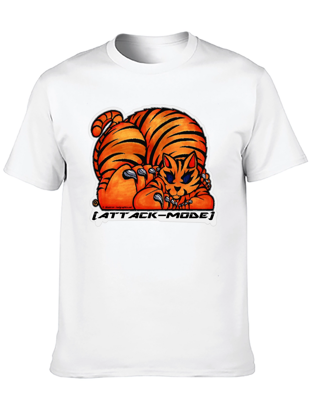 Attack Mode Tiger Graphic Tee - Black Cotton Blend