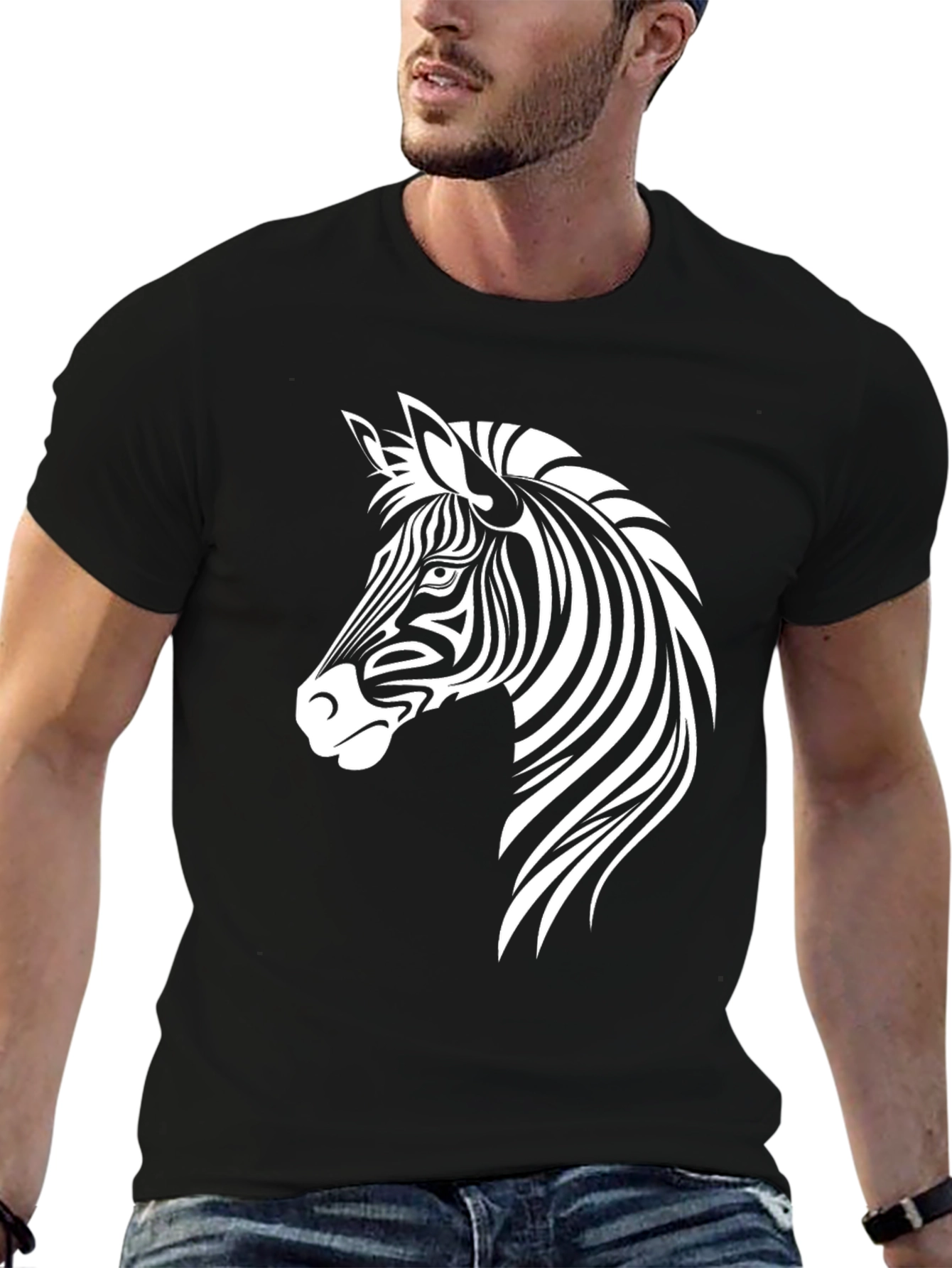 Zebra Graphic Black T-Shirt for Men
