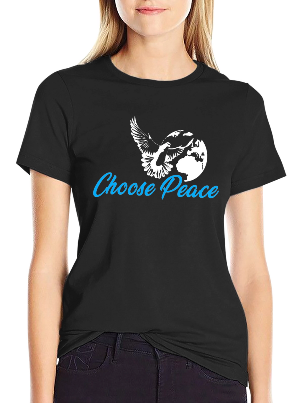 Choose Peace T-Shirt - Dove and Globe Graphic