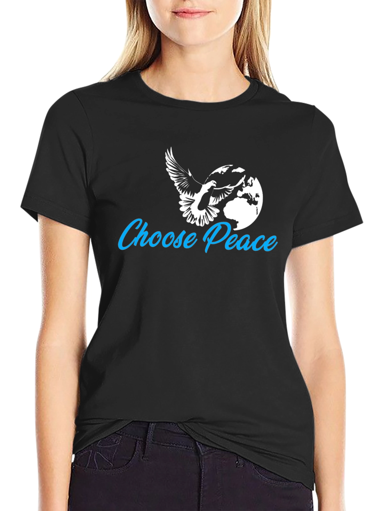 Choose Peace T-Shirt - Dove and Globe Graphic