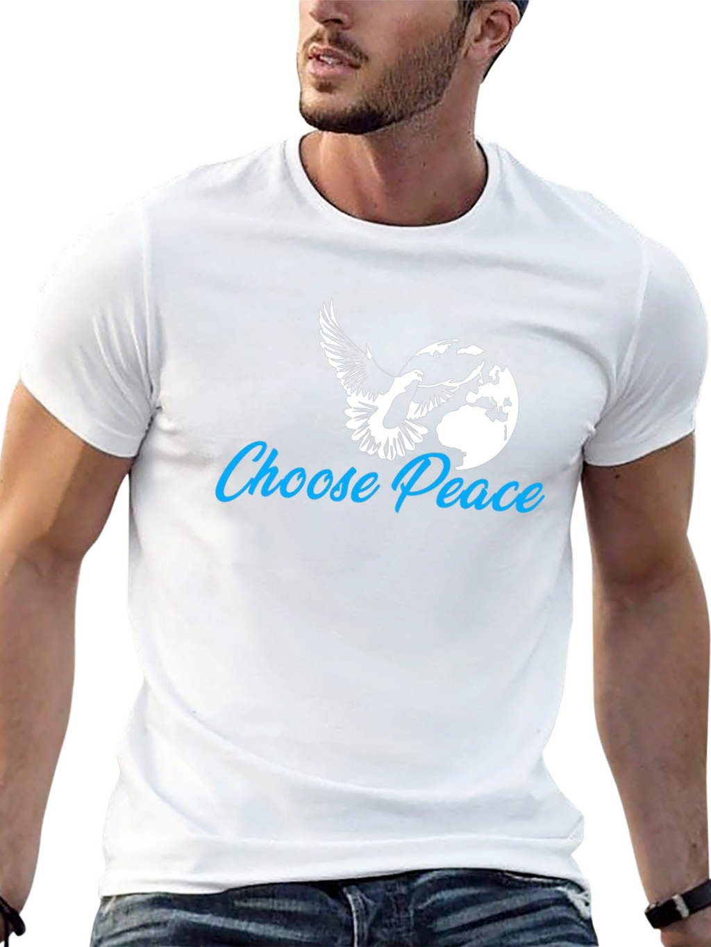 Choose Peace T-Shirt - Dove and Globe Graphic