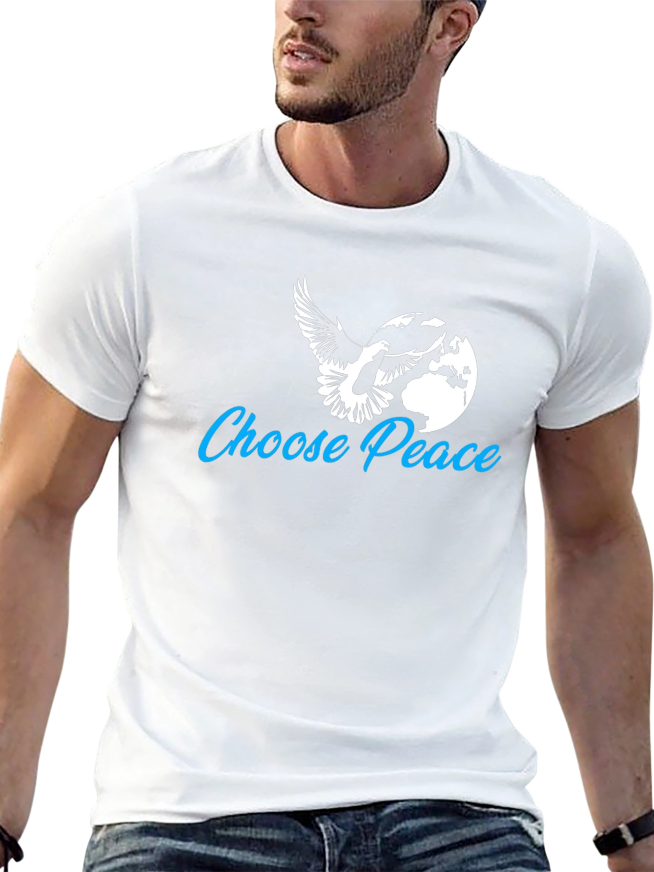 Choose Peace T-Shirt - Dove and Globe Graphic