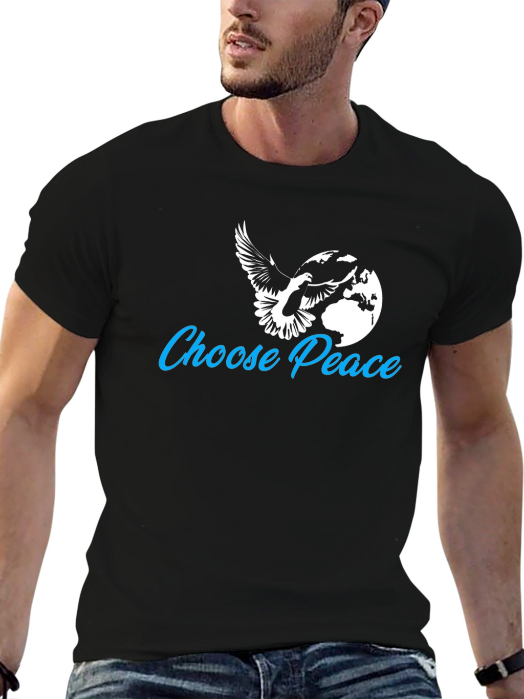 Choose Peace T-Shirt - Dove and Globe Graphic