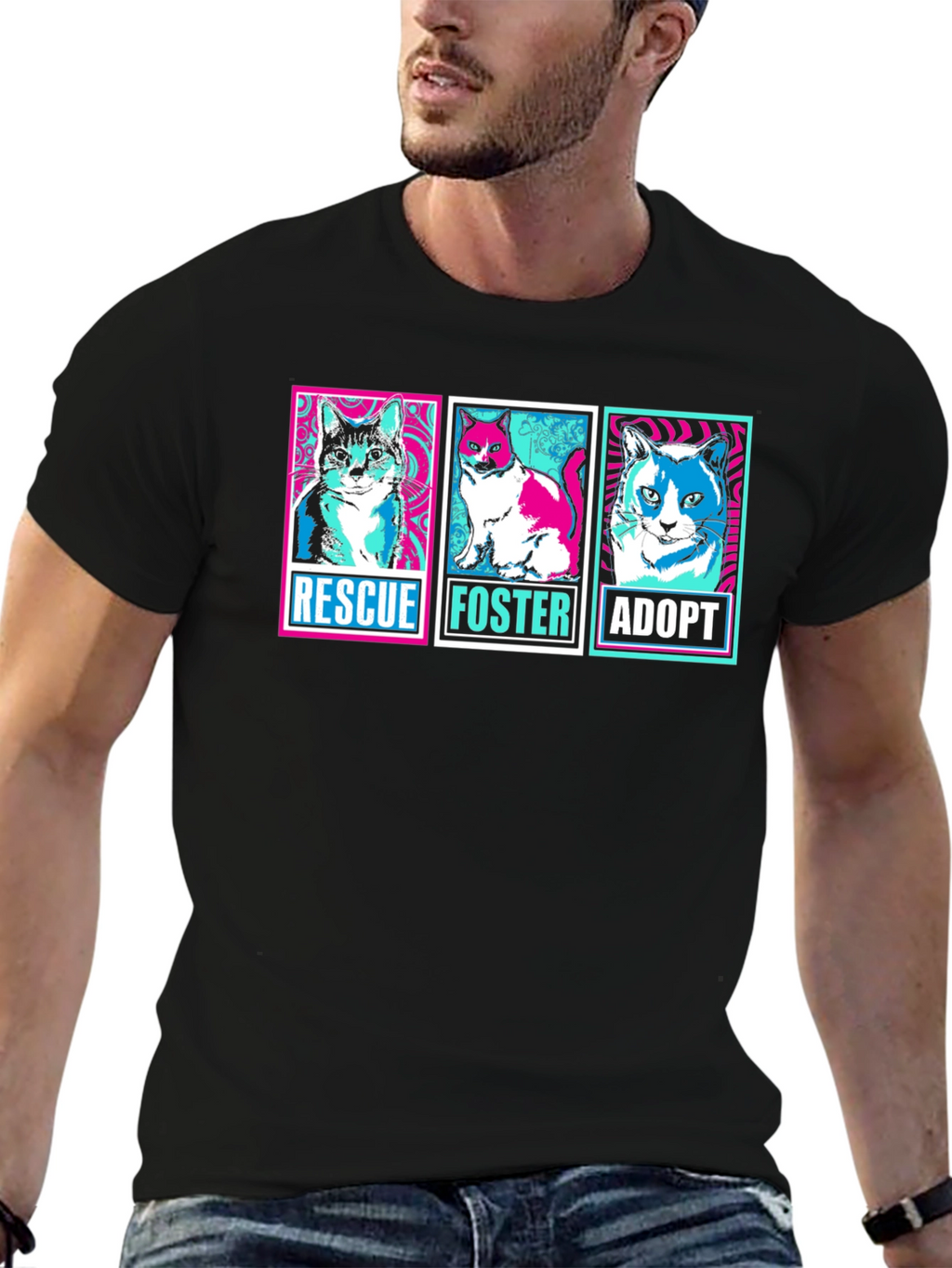 Rescue Foster Adopt Cats Graphic T-Shirt