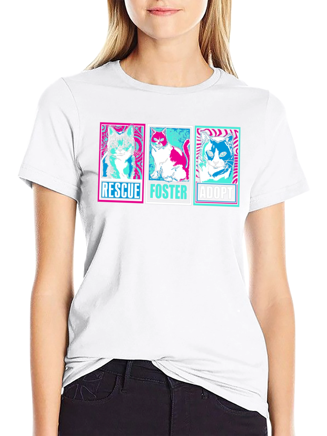 Rescue Foster Adopt Cats Graphic T-Shirt