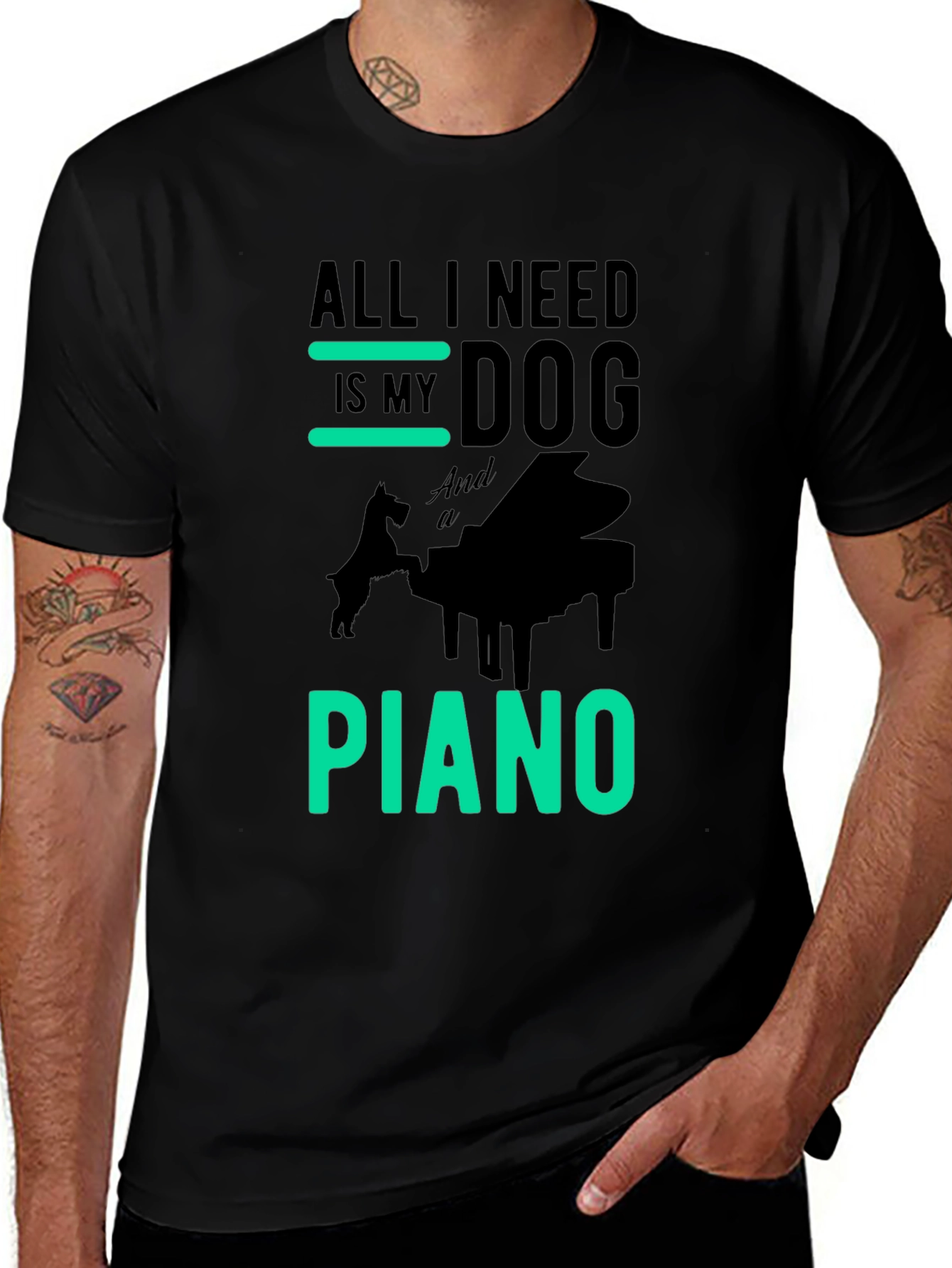 Dog & Piano Graphic Tee - All I Need