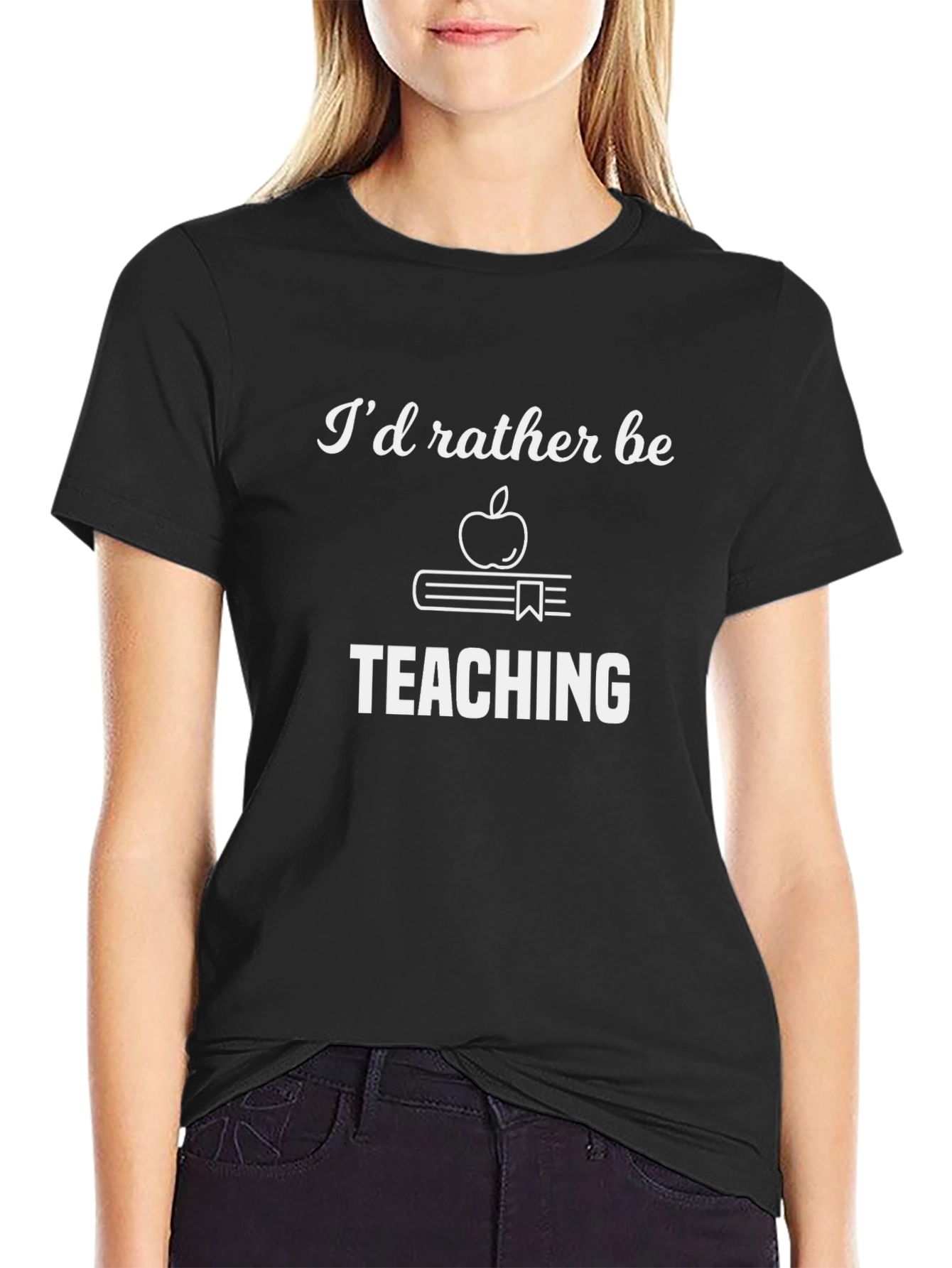Id Rather Be Teaching T-Shirt Teacher Apple Book