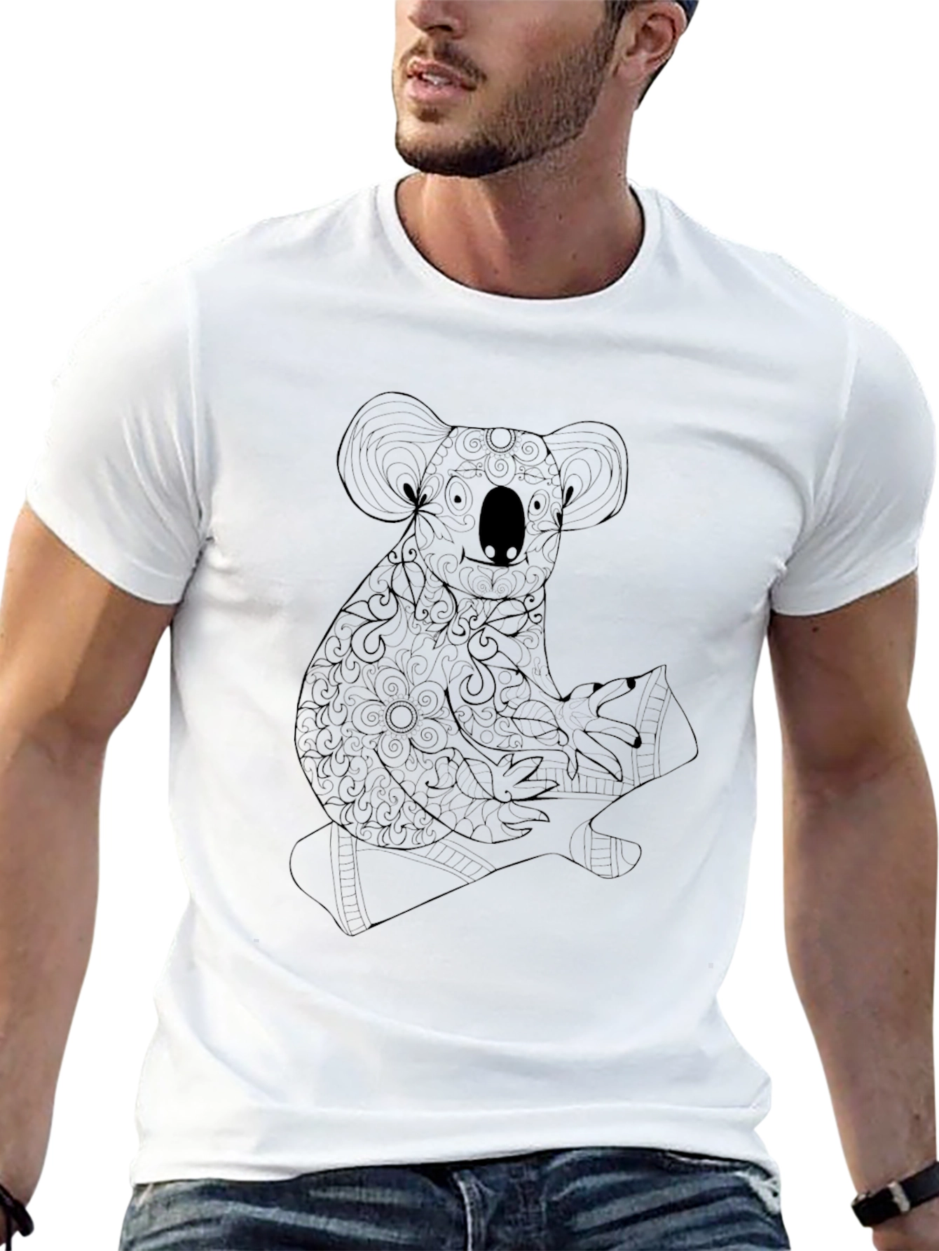 Koala Graphic Print Black T-Shirt