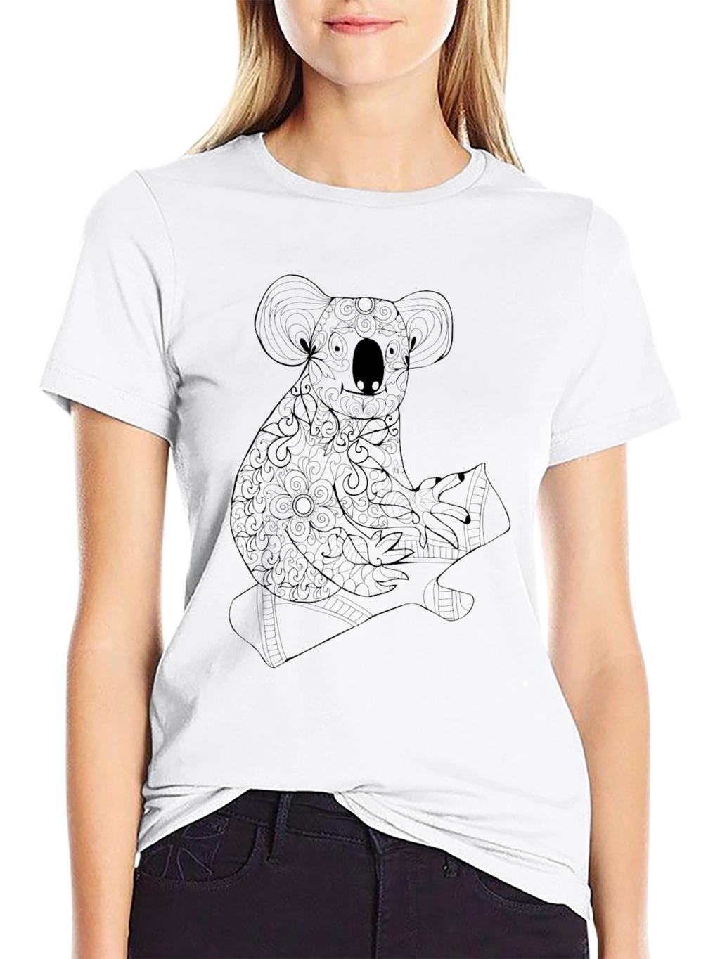 Koala Graphic Print Black T-Shirt