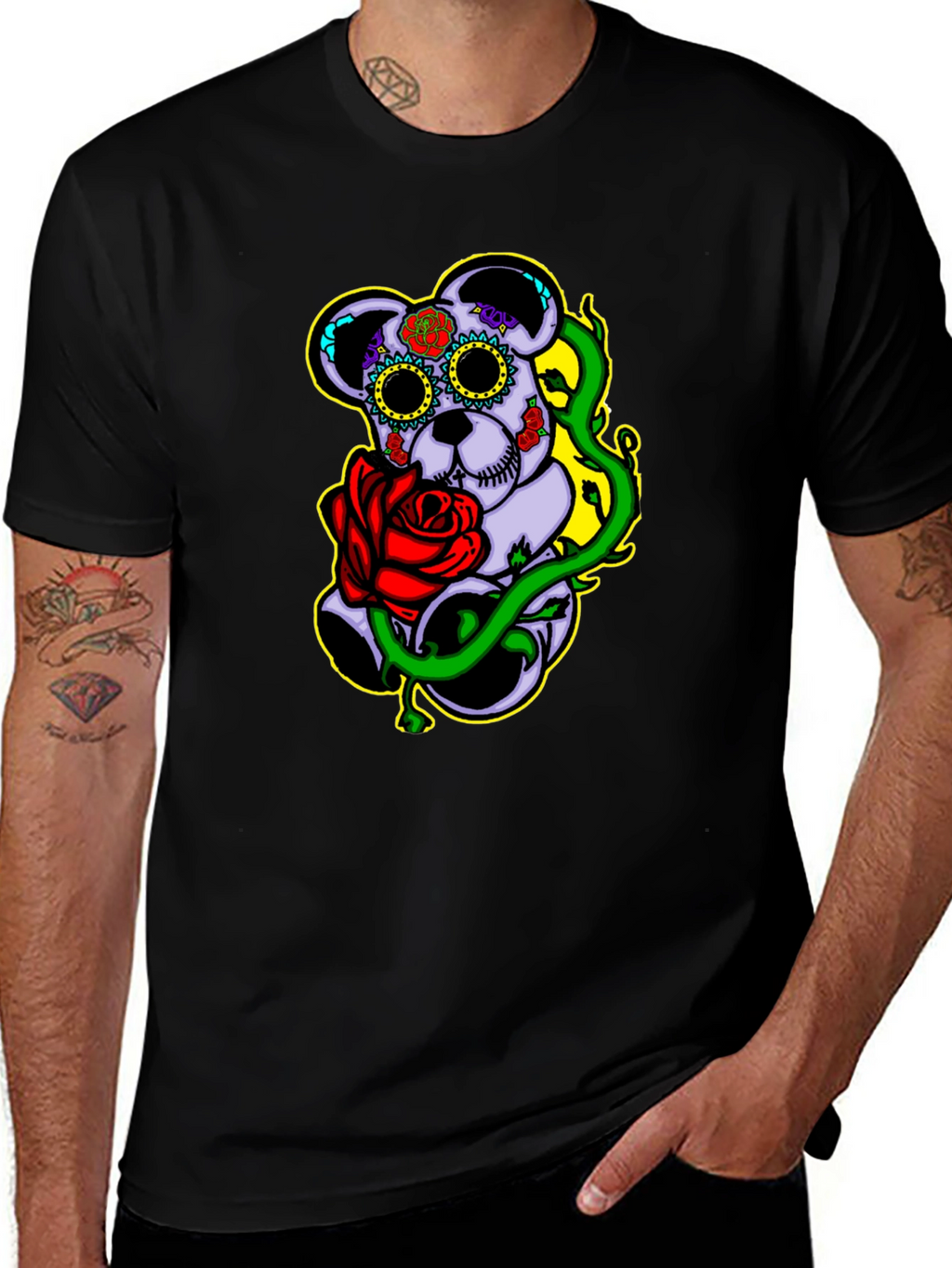 Sugar Skull Bear with Rose Graphic Tee