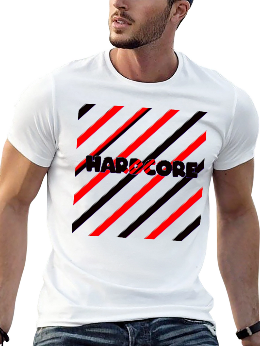 Hardcore Graphic Print Black T-Shirt