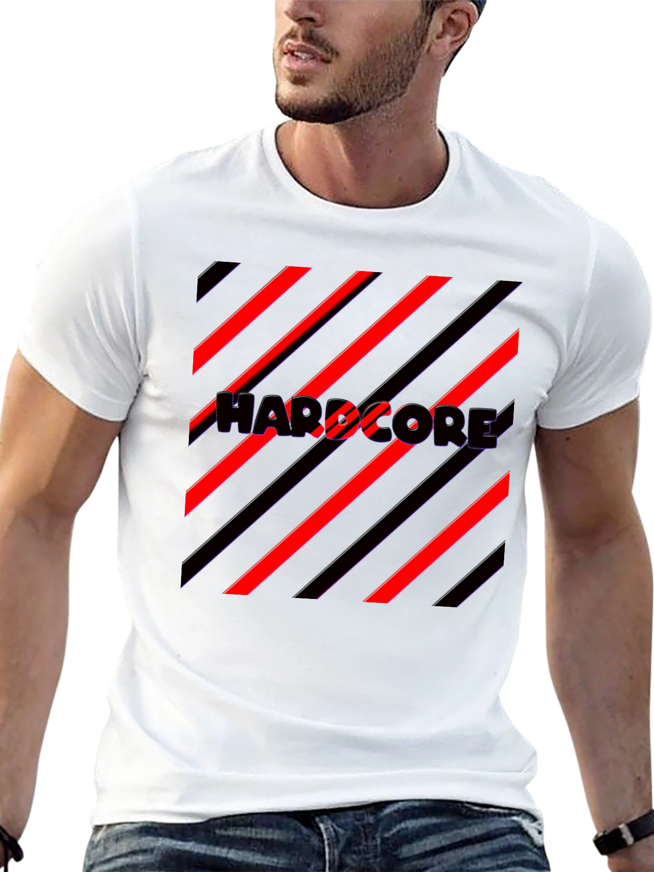 Hardcore Graphic Print Black T-Shirt